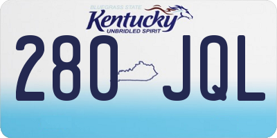 KY license plate 280JQL