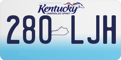 KY license plate 280LJH