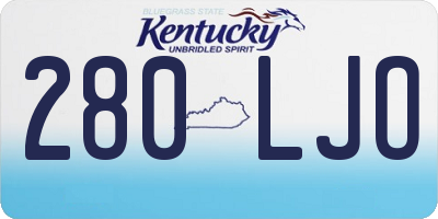 KY license plate 280LJO