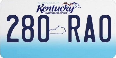 KY license plate 280RAO