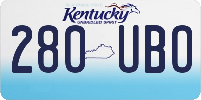KY license plate 280UBO