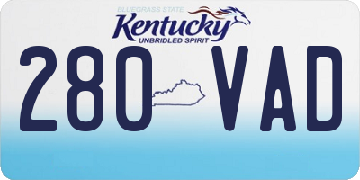 KY license plate 280VAD