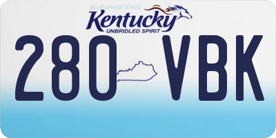 KY license plate 280VBK