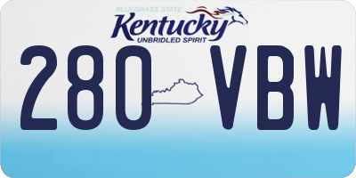 KY license plate 280VBW