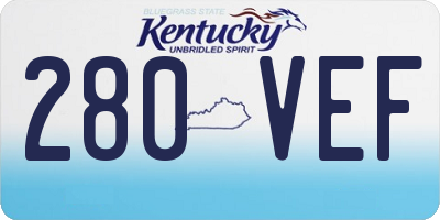 KY license plate 280VEF