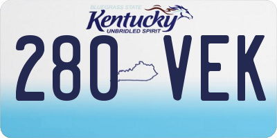 KY license plate 280VEK