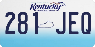 KY license plate 281JEQ