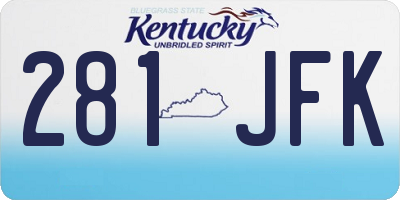 KY license plate 281JFK