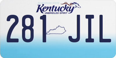 KY license plate 281JIL