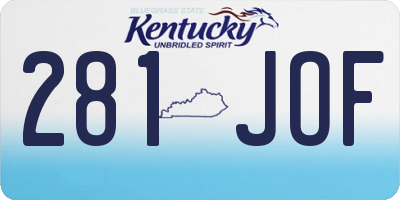 KY license plate 281JOF