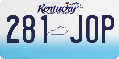 KY license plate 281JOP