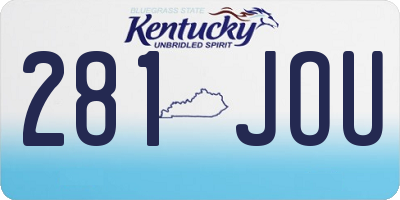 KY license plate 281JOU