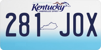 KY license plate 281JOX
