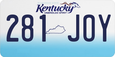 KY license plate 281JOY