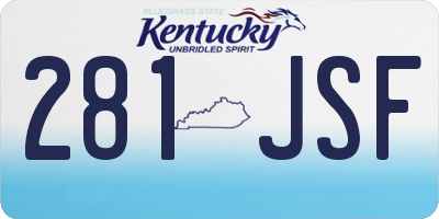 KY license plate 281JSF