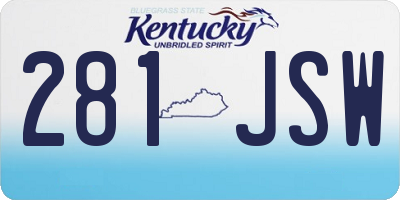 KY license plate 281JSW