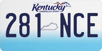 KY license plate 281NCE