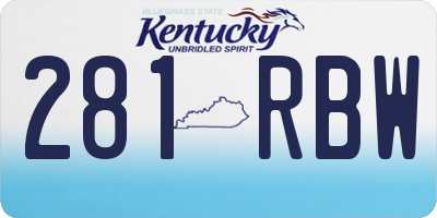 KY license plate 281RBW