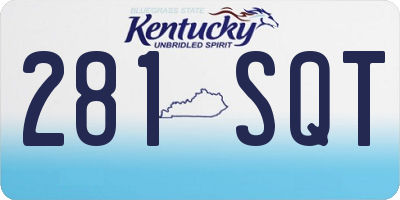 KY license plate 281SQT