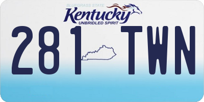 KY license plate 281TWN