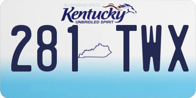 KY license plate 281TWX