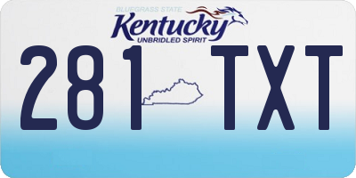 KY license plate 281TXT