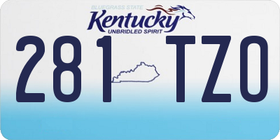 KY license plate 281TZO