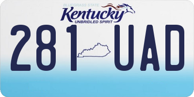 KY license plate 281UAD