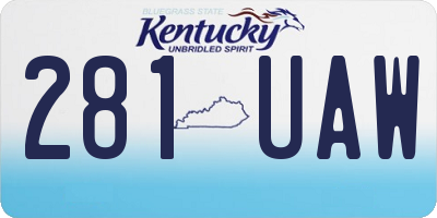 KY license plate 281UAW