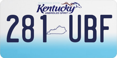KY license plate 281UBF