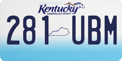 KY license plate 281UBM