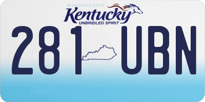 KY license plate 281UBN