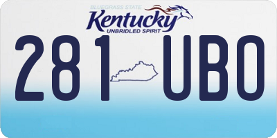 KY license plate 281UBO