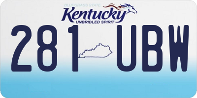 KY license plate 281UBW