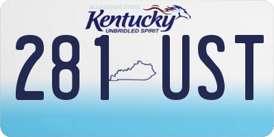 KY license plate 281UST