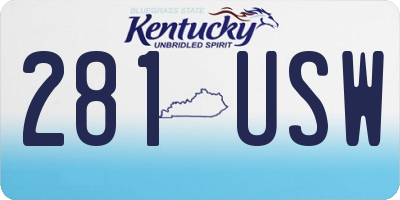 KY license plate 281USW