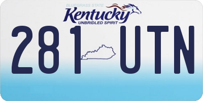KY license plate 281UTN