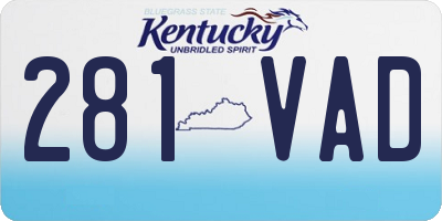 KY license plate 281VAD