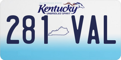 KY license plate 281VAL