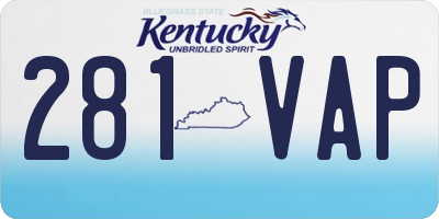 KY license plate 281VAP