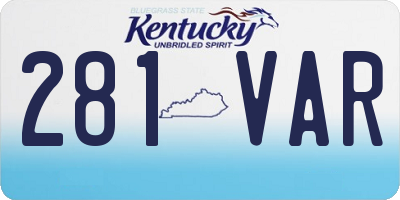 KY license plate 281VAR