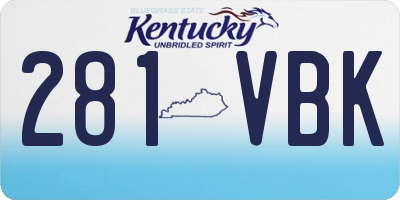 KY license plate 281VBK