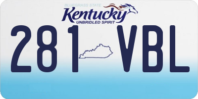 KY license plate 281VBL