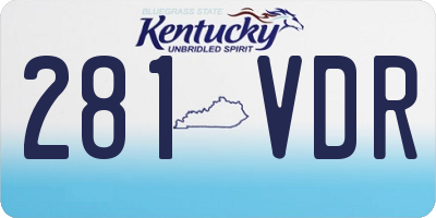 KY license plate 281VDR