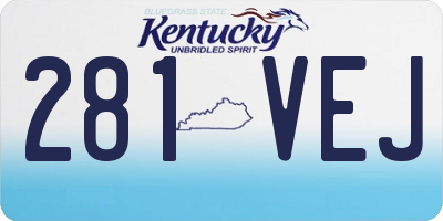 KY license plate 281VEJ