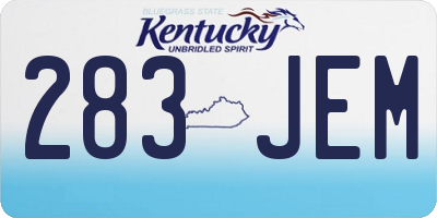 KY license plate 283JEM
