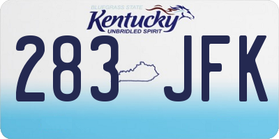 KY license plate 283JFK
