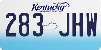 KY license plate 283JHW
