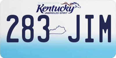 KY license plate 283JIM