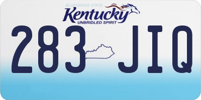 KY license plate 283JIQ